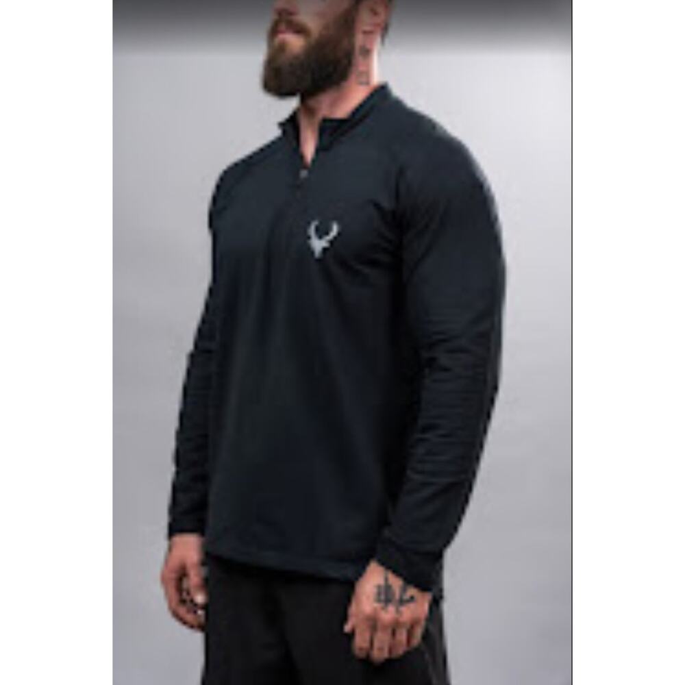 Bucked Up Men's 1/4 Zip‎ Pullover Fleece Sweatshirt Black- Size XL